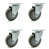 Service Caster 4 Inch Gray Polyurethane Wheel Swivel Top Plate Caster Set SCC-20S414-PPUB-TP2-4